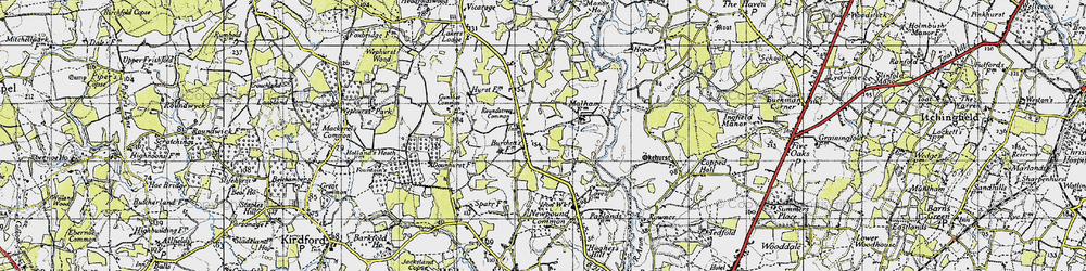 Old map of Roundstreet Common in 1940
