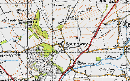 Old map of Roundway in 1940