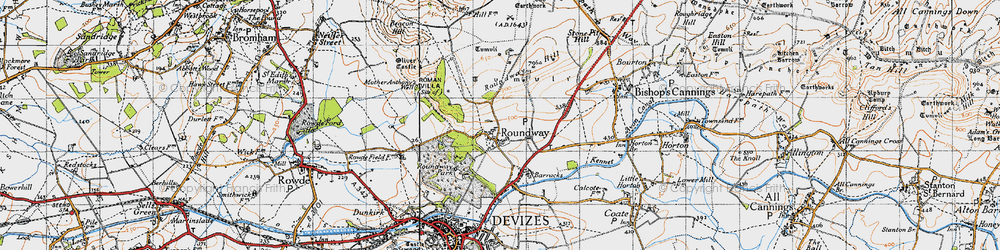 Old map of Roundway in 1940