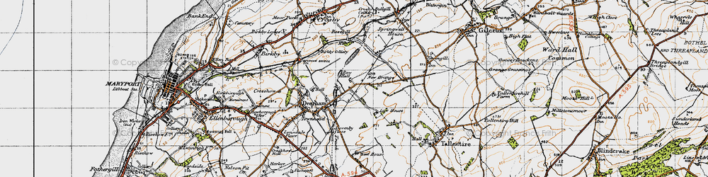 Old map of Row Brow in 1947