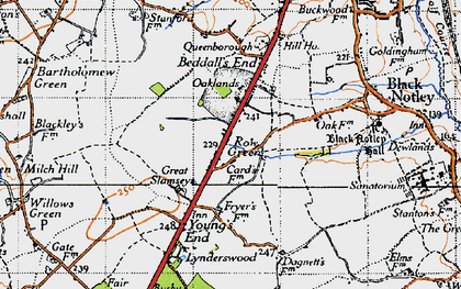 Old map of Row Green in 1945
