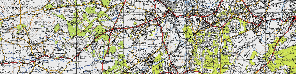 Old map of Row Town in 1940