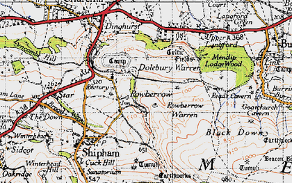 Old map of Rowberrow in 1946