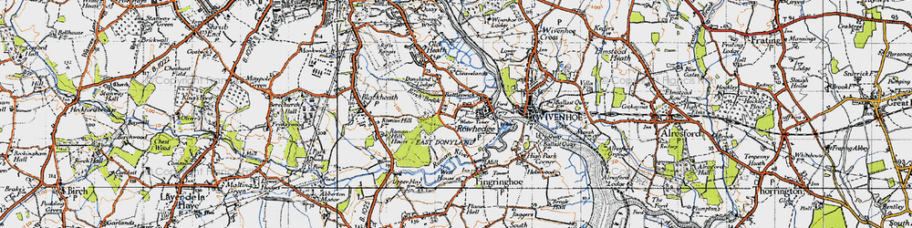 Old map of Rowhedge in 1945