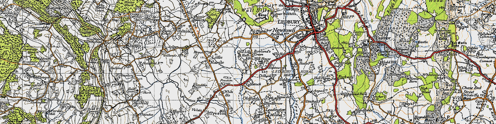 Old map of Rowland's Green in 1947