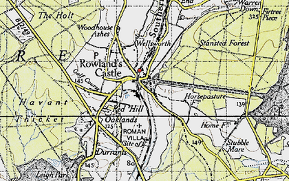 Old map of Rowlands Castle in 1945