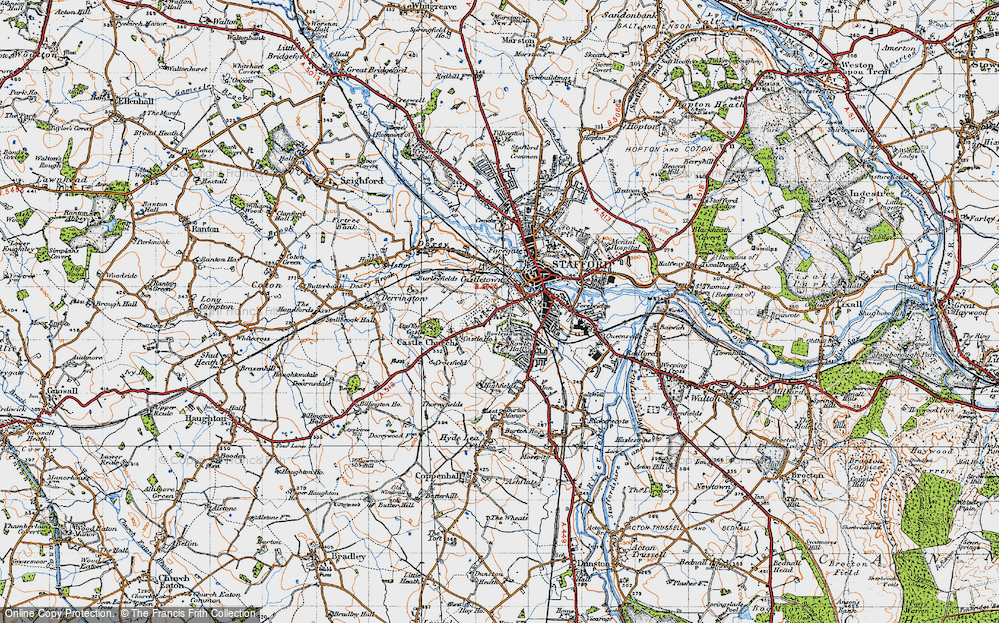 Old Map of Historic Map covering Stafford Castle in 1946