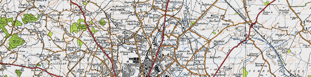 Old map of Rowley's Green in 1946