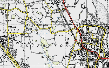 Old map of Rowner in 1945