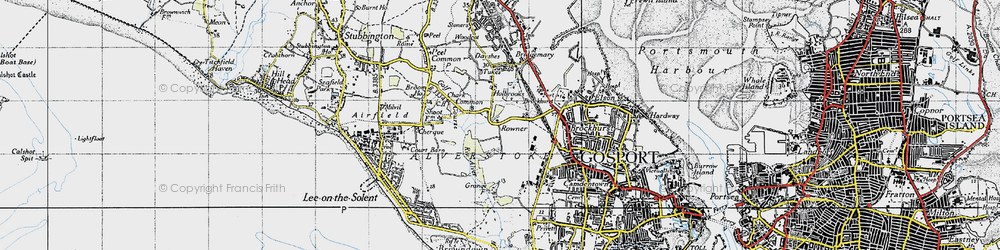 Old map of Rowner in 1945