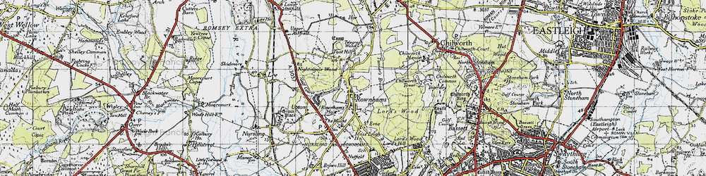 Old map of Rownhams in 1945