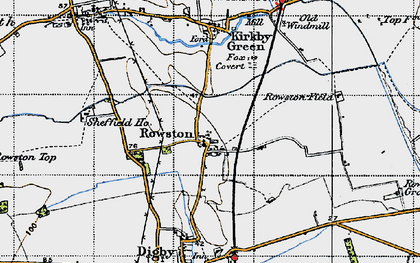 Old map of Rowston in 1947