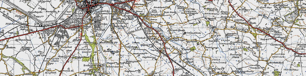 Old map of Rowton Moor in 1947