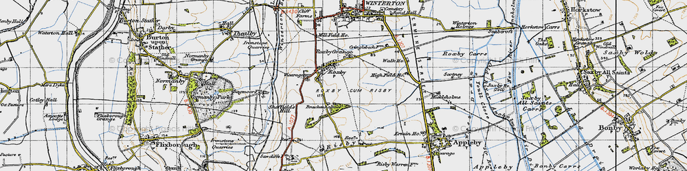 Old map of Roxby in 1947