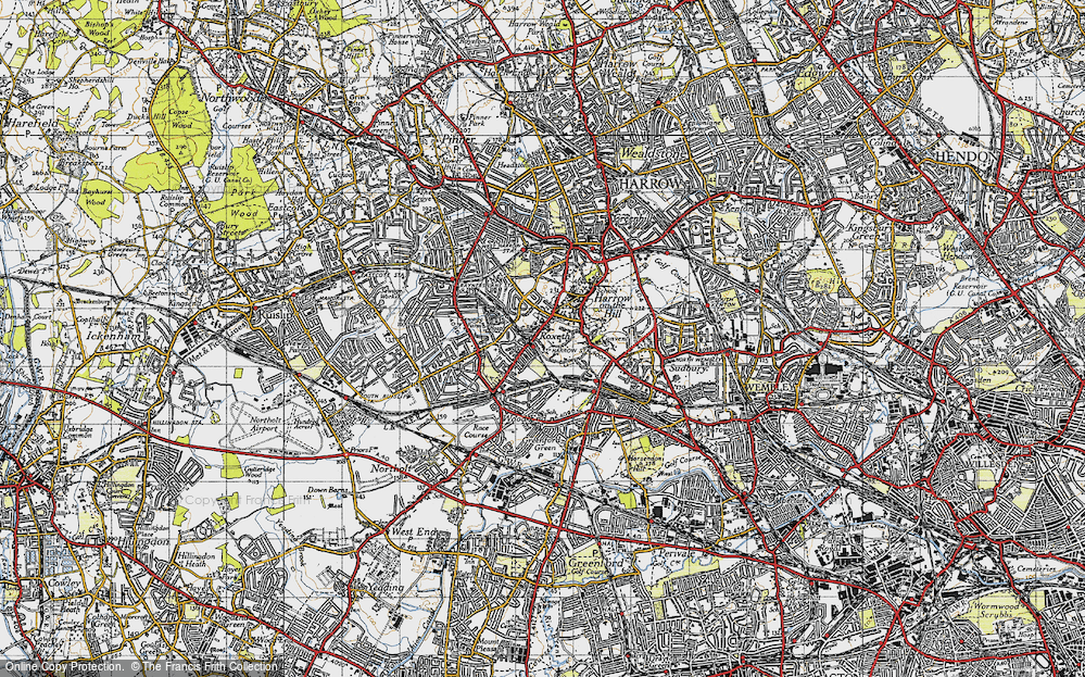 Old Map of Roxeth, 1945 in 1945