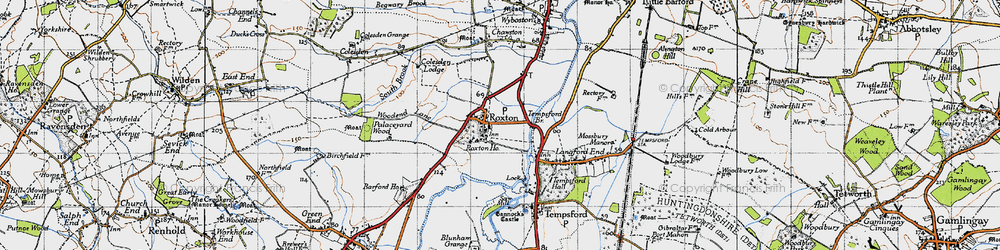 Old map of Roxton in 1946