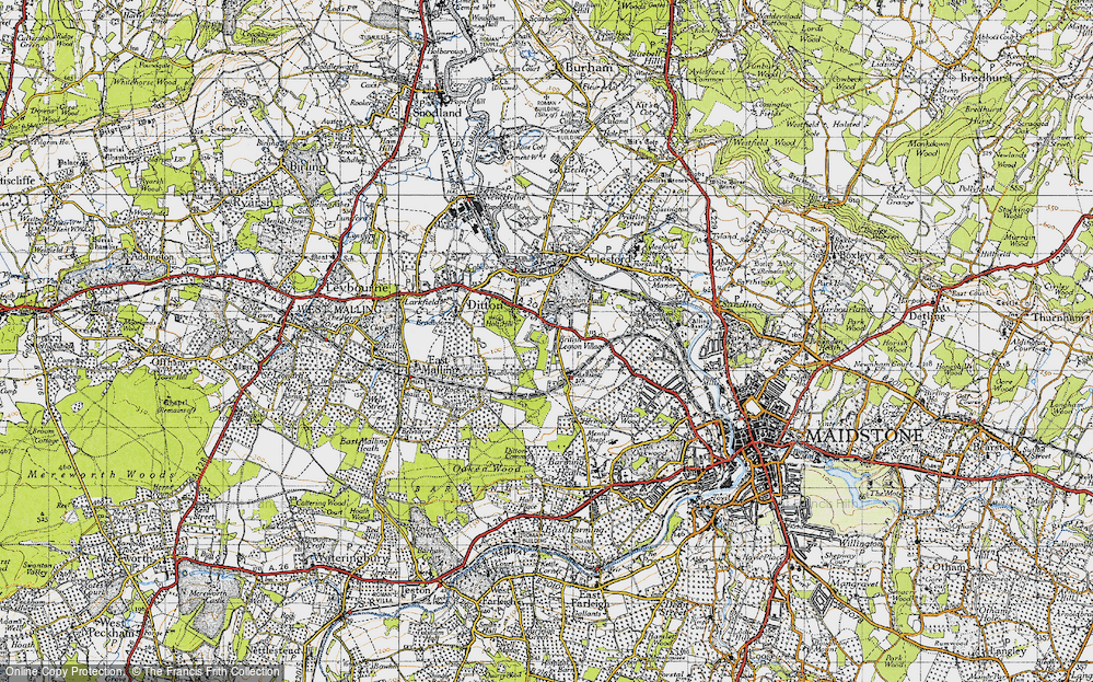 Old Map of Historic Map covering Barming Sta in 1946