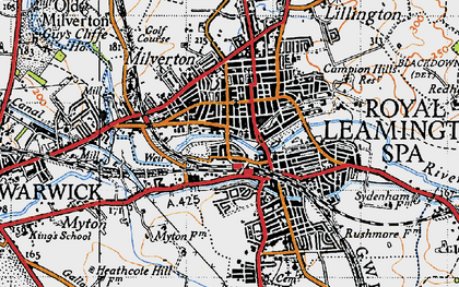 Old map of Leamington Spa in 1946