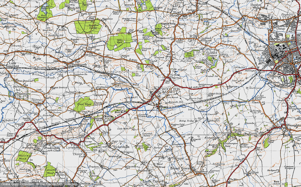 Old Map of Historic Map covering Brynard's Hill in 1947
