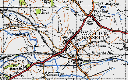 Old map of Royal Wootton Bassett in 1947