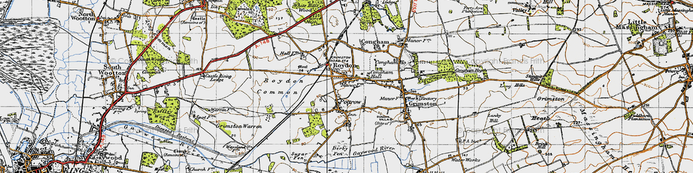 Old map of Roydon Common in 1946