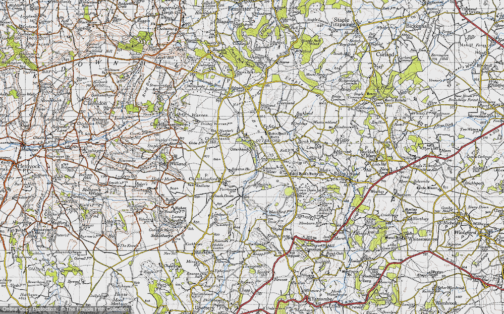 Old Map of Historic Map covering Brown Down Lodge in 1946