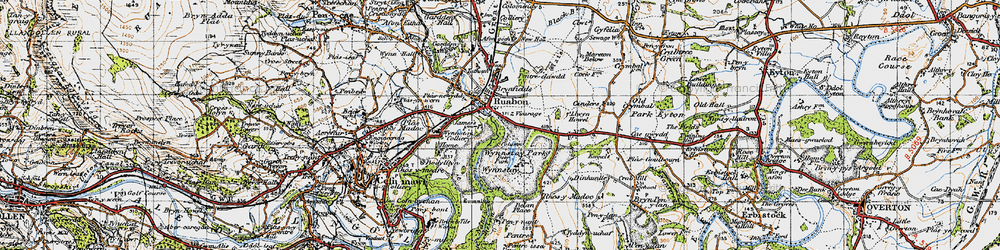 Old map of Ruabon in 1947