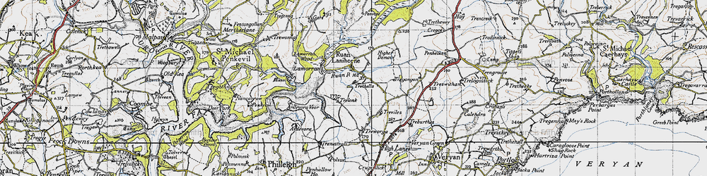 Old map of Ruan Lanihorne in 1946
