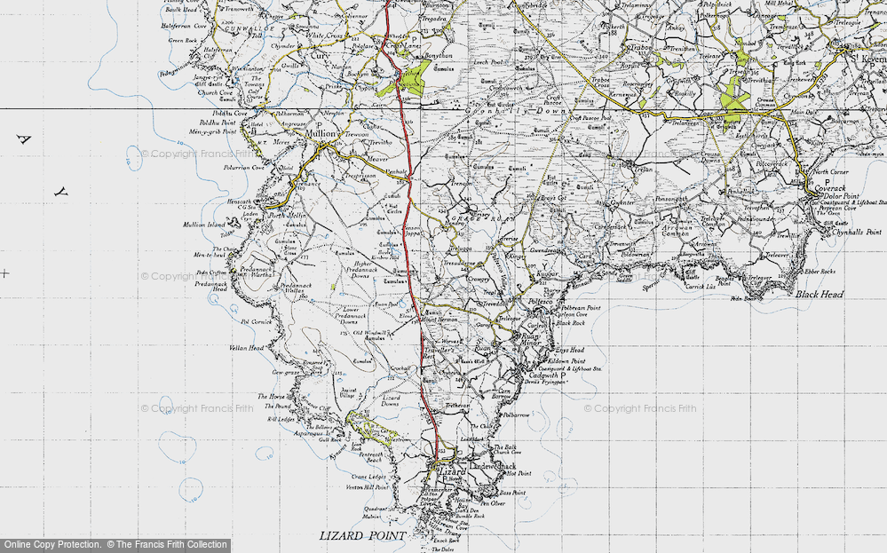 Old Map of Ruan Major, 1946 in 1946