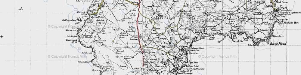 Old map of Ruan Major in 1946