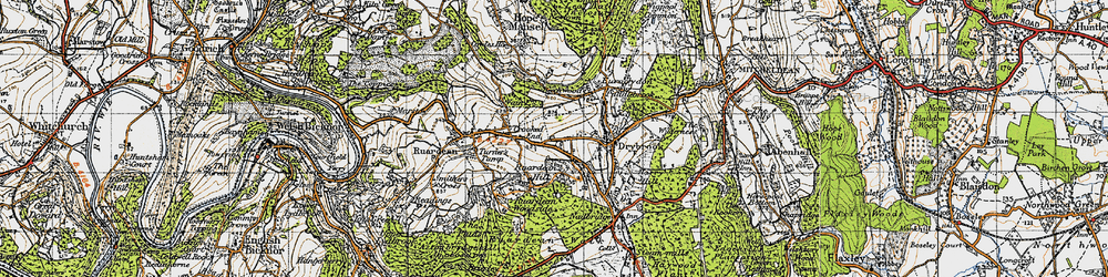 Old map of Ruardean Hill in 1947