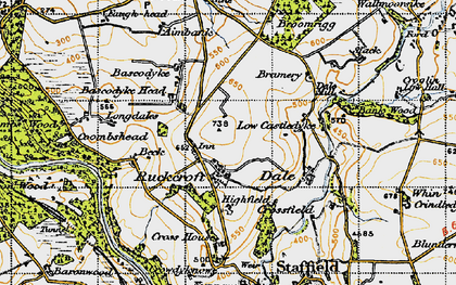Old map of Ruckcroft in 1947