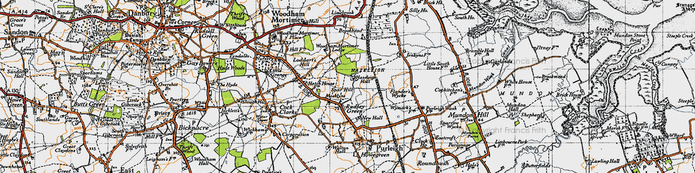 Old map of Rudley Green in 1945