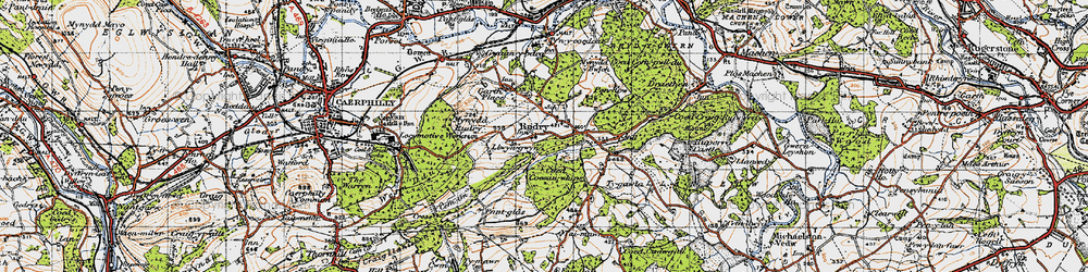 Old map of Rudry in 1947