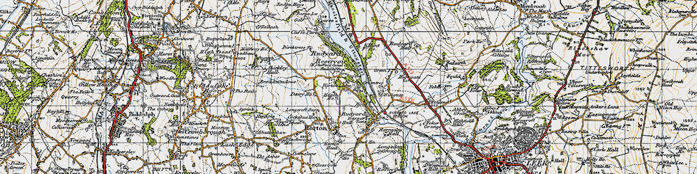 Old map of Rudyard in 1947