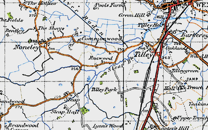 Old map of Ruewood in 1947