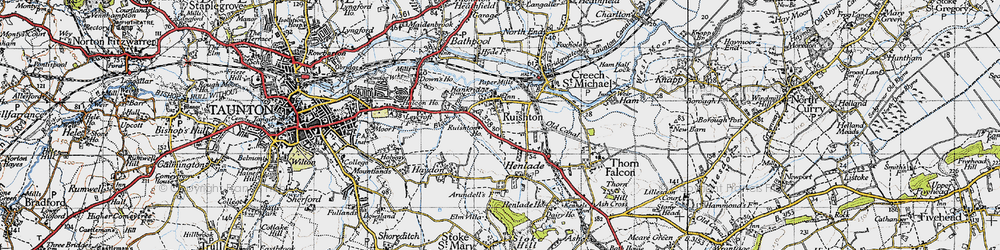 Old map of Ruishton in 1946