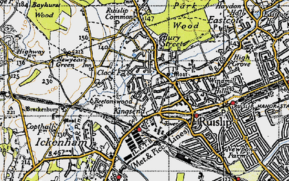 Old map of Ruislip in 1945