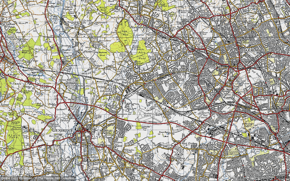 Old Map of Ruislip Gardens, 1945 in 1945