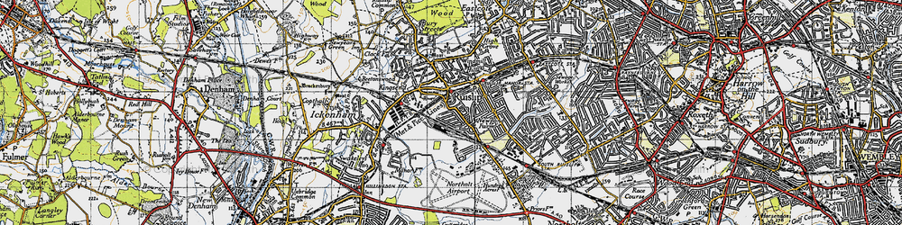 Old map of Ruislip Gardens in 1945