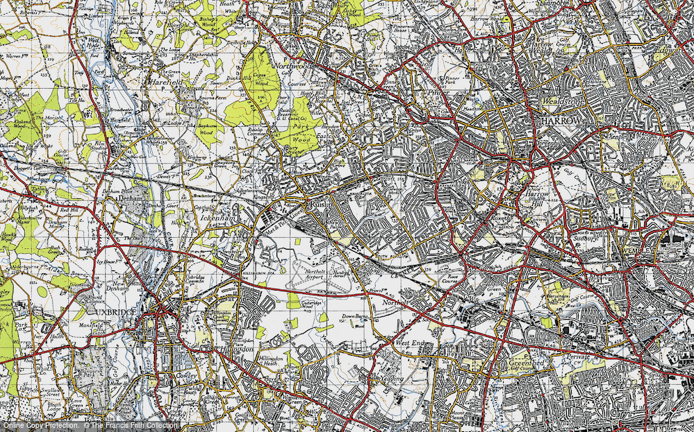 Old Map of Ruislip Manor, 1945 in 1945