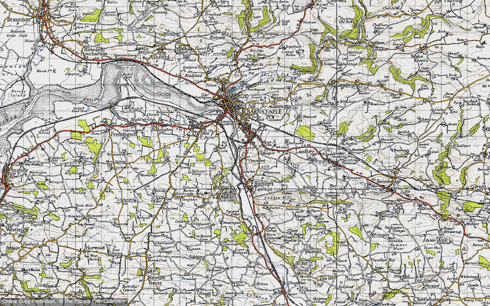 Old Map of Historic Map covering Whiddon in 1946