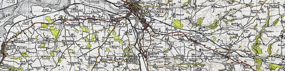 Old map of Whiddon in 1946