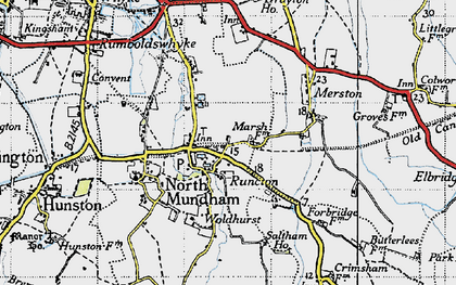 Old map of Runcton in 1945