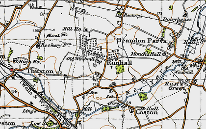 Old map of Runhall in 1946