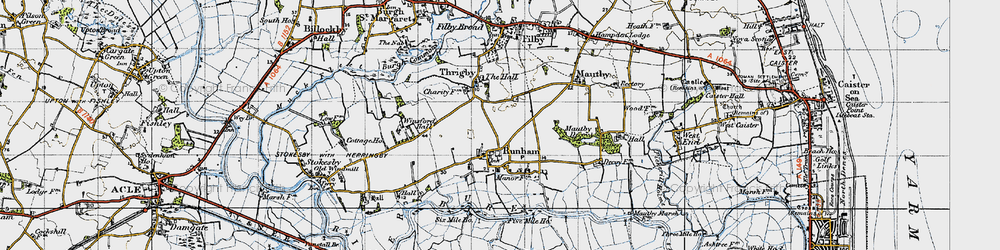 Old map of Runham in 1945