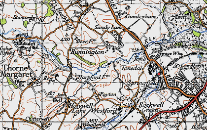 Old map of Runnington in 1946