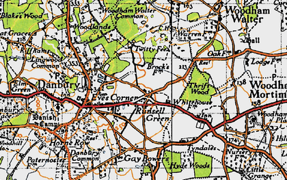 Old map of Runsell Green in 1945
