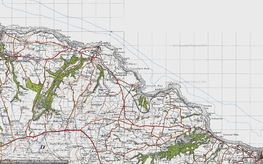 Old Map of Runswick Bay, 1947 in 1947
