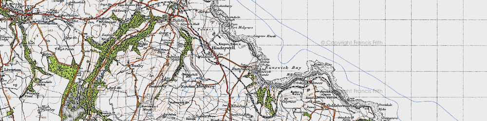 Old map of Runswick Bay in 1947